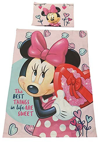 Minnie Maus Disney Kinder-Bettwäsche Set The Best Things in Life Are Sweet aus 100% Baumwolle