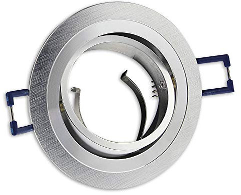 10x Einbaurahmen Set aus Aluminium schwenkbar für GU10, MR16 - geeignet für LED und Halogen-Leuchtmittel - Rahmen in schöner Optik - Einbaustrahler hochwertig verarbeitet | rund - silber gebürstet