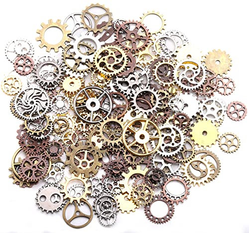 DAHI Steampunk Zahnräder 200 Gramm Metall Anhänger Zahnraeder Steampunk für Schmuck Basteln (gemischte farbe) 200g