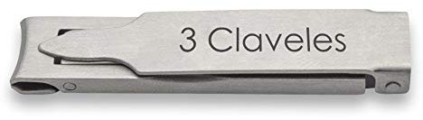 3 Claveles - Corta uñas Plegable de acero Inoxidable de 6 cm, Brillo con limpiador de uñas y limado