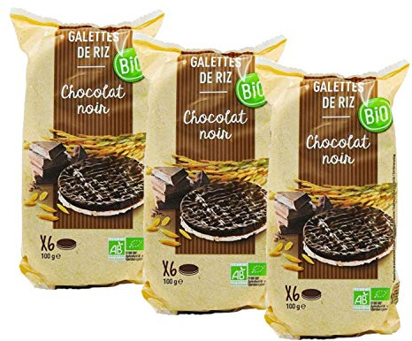 Lot 3x Galettes de riz chocolat noir BIO - paquet 100g