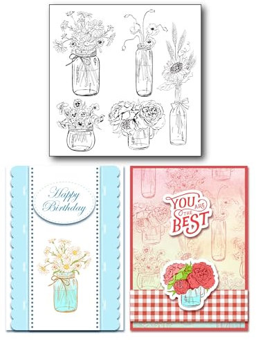 arriettycraft Vase Blumen Gänseblümchen Rose Mohnblume Vase Klar Stempel für Kartengestaltung Dekoration und DIY Scrapbooking Werkzeuge