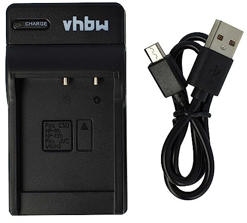vhbw USB Ladegerät kompatibel mit Casio Exilim EX-ZR15, EX-ZR10, EX-H30, EX-ZR300 Kamera Camcorder/Akku - Ladeschale, Ladeanzeige, 4,2 V