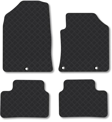 Rubber Car Mats Compatible With Hyundai I30 (2017+) Tailored Fit Car Floor Mats Set Accessory Custom Fit Anti-Slip Backing Heavy-Duty Waterproof Easy-Clean Durable All Weather Full Coverage With Clips