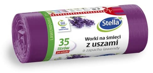 Stella 023561 Bin Liners with Handles, 35 L, Thick, Pack of 24, Lavender Fragrance, Rubbish Bag, Rubbish Bag, Rubbish Bags for Household Rubbish Office, Made of LDPE Film, Colour: Lavender/Purple