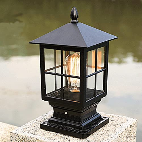 Farola para exteriores,Farola para exteriores de estilo antiguo con marco de aluminio negro, para entrada de jardín al aire libre y antorcha de luz de camino,P55,230 V / E27 Max 40 W