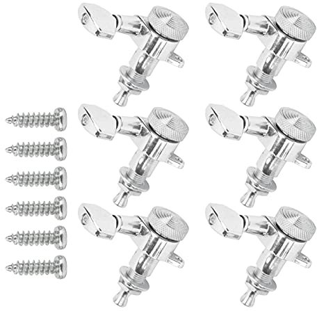 Gitarren Mechaniken Tuners 6Pcs Gitarren Stimmwirbel 6 String Machine Head Sealed Knobs Tuner Key Kit Silber(Set mit sechs linken Tasten)