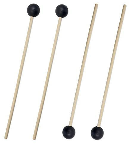2 Paar Marimba Schlägel Xylophon Schlägel Glockenspiel Sticks Keyboard Schlägel Schwarz Gummi mit Holzgriff zum Spielen von Percussion Instrumenten