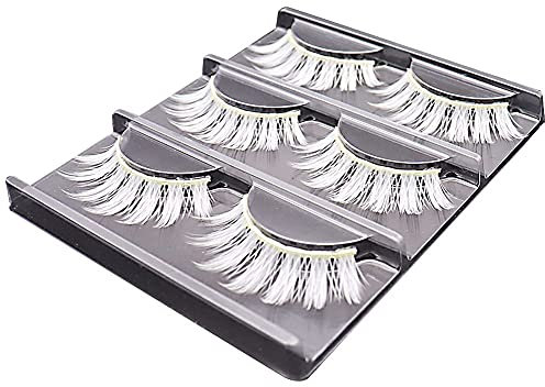 Ecoodisk Les Faux Cils Blancs, 3 Paires de Faux Cils Faits à la Main, Le Maquillage de Cosplay Faux pour la fête, Le Carnaval, la Mascarade, la scène, Halloween.