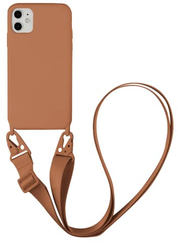 Emlivi Handykette Hülle kompatibel mit iPhone 11 Pro Necklace Hülle mit Kordel Handyhülle Nylon Schultergurt zum Umhängen Silikon TPU Schutzhülle mit Stylische Band für iPhone 11 Pro Case, Braun