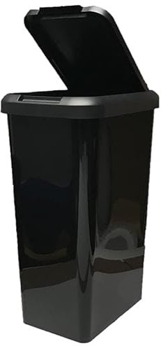 Easy Shopping 45 Litre 45L TOUCH & LIFT Kitchen Bin Rectangle Kitchen Office Bin 45L Capacity Touch Release Mechanism Durable Plastic Swing Waste Rubbish Recycle Rectangle Bin (Black)