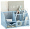Annova Mesh Desk Organizer Office mit 7 Fächern + Schublade/Schreibtischordnung Candy/Stifthalter/Multifunktions-Organizer (Neu Blau)