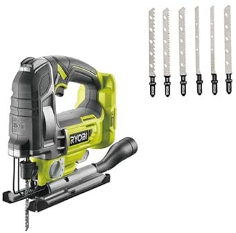 Pack RYOBI - Scie sauteuse pendulaire R18JS7-0 18V OnePlus Brushless - 135 mm sans batterie ni chargeur - Jeu de 6 lames pour scie sauteuse RAK6JSBW
