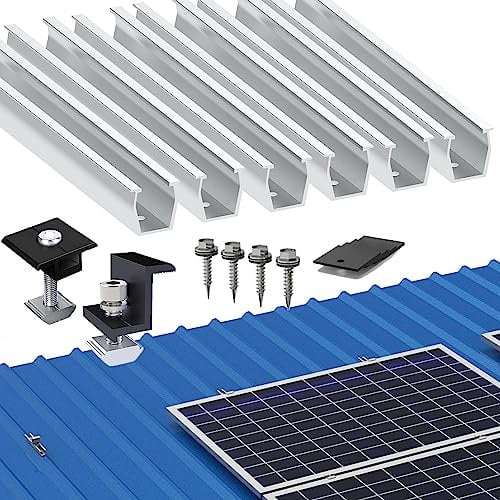 Solarmodul Halterung Befestigungssystem, Alu PV Modul Halterung mit 12CM Montageschiene und Befestigung Klemme für 2x Module 30mm Dicke, Solarpanel Halterung für Flachdach Trapezblech Blechdach