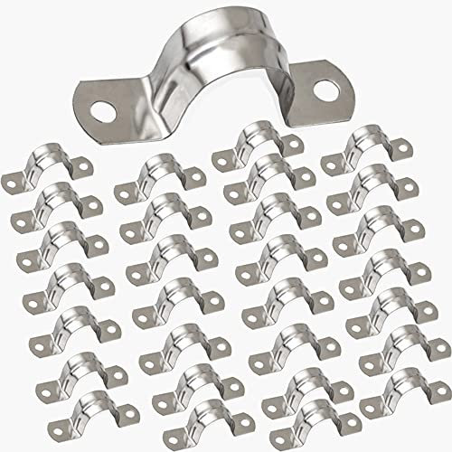 10mm Pipe Strap Clamps, 30 Pcs 304 Stainless Steel Pipe Holder Brackets, Saddle U Shaped Tube Clips for Ducting Plumber Water Pipe