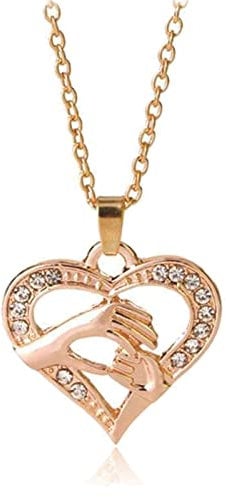 Mama Necklace Rose Gold, Dainty Diamond Necklace 18K Rose Gold Heart with Diamond Women's Mother's Day Gifts