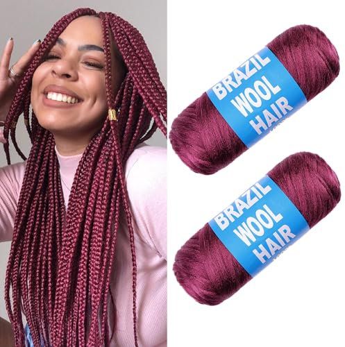 Samtress laine brésilienne cheveux fil acrylique pour africain crochet tresses Faux Locs boîte sénégalaise tresses twist tricot cheveux fibre synthétique extensions de cheveux 2 rouleau violet-rouge