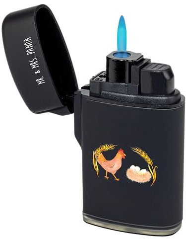 Mr. & Mrs. Panda Feuerzeug Huhn Stolz - Geschenk, Landleben, Hoftiere, Landwirtin, Sturmfeuerzeug nachfüllbar, Eier, Bauernhof, Gasfeuerzeug,