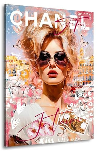 Kunstgestalten24 Leinwandbild St Tropez Brigitte Pop Art Lifestyle Wandbild Kunstdruck Wanddeko Modern