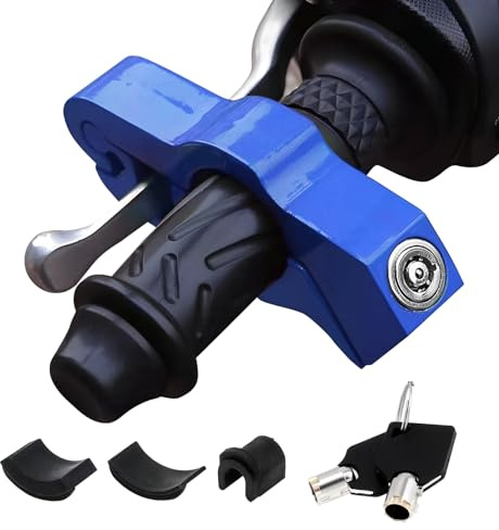 Windance Motorcycle Handlebar Grip Lock,Throttle Clutch Brake Lock, Anti Theft 2 Keys to Secure Your Motorcycle Bike ATV Moped Scooter in Under 5 Seconds (Blue, M)