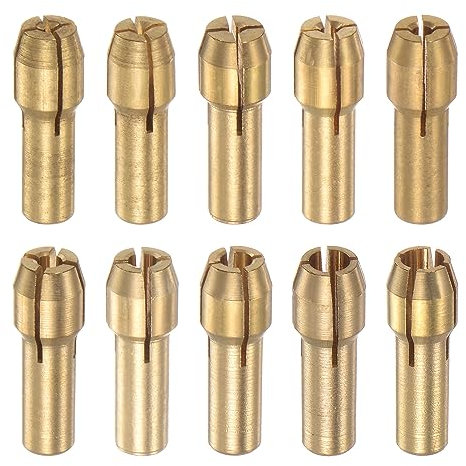sourcing map 10pcs Brass Collet 0.5-3.2mm Brass Drill Chucks Mini Electric Grinder Quick Change Drill Chuck Bit Sets for Rotary Tools, 4.3mm Shank Diameter