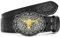 XZQTIVE Western Leder Gürtel für Herren Damen Floral graviert Cowboy Schnalle Gürtel Longhorn Stier Schnalle Taillegürtel,Schwarz,Passform Taillenumfang 114-124cm