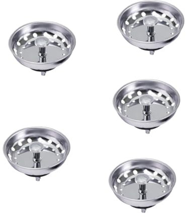 DOITOOL 5 Piezas Tapón De Drenaje Colador Tapon Fregadero Tapas De Drenaje De Sellado De Fregadero Tapa De Drenaje del Lavabo Tapón De Desagüe Acero Inoxidable Filtrar Caucho