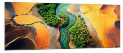 Panorama Bilder auf Glas Landschaft Natur Fluss Glasbild 140x50cm Wandbilder Dekoration Wohnzimmer Schlafzimmer Küche Groß XXL Wanddeko Bild im Glas Wand Kunstdruck Art Modern GAB140x50-6003