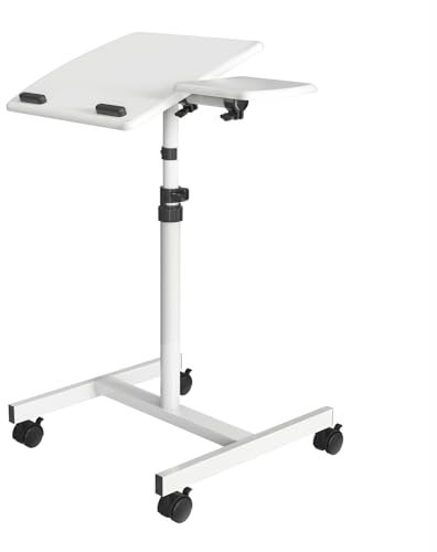 SVITA NAJU Laptopständer Mobiler Schreibtisch Laptopwagen Laptoptisch Rollbar Höhenverstellbar Weiß