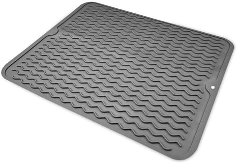 Newpop Alfombrilla Escurreplatos Plegable Silicona, 40 cm × 30 cm Seca Platos Escurridor, Alfombrilla Fregadero Cocina, Alfombra Escurreplatos, para Cocina, Mesa, Vajilla (Gris Oscuro)
