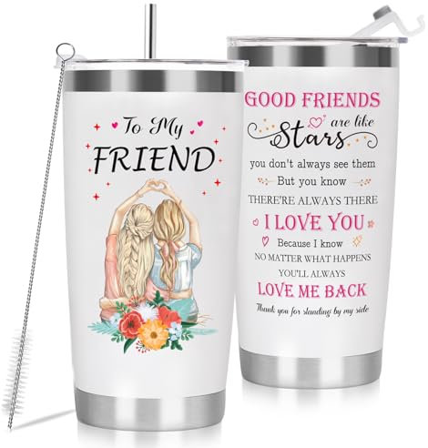 MestectPET Friendship Gifts for Women, Insulated Wine Tumbler Birthday Gifts for Special Friend Gifts, Best Friends Bestie Sister Travel Mug, Insulated Coffee Cup & Wine Tumbler 600ml