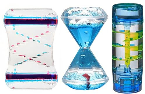 Sablier Deau Minuterie de Gouttes, Minuterie Liquide Jouets Sensoriels, Lampe à Lave Colorés, Motion Bubbler Fidget Jouet de Bureau Relaxants pour Enfants Adolescents Adultes (H-3pcs)