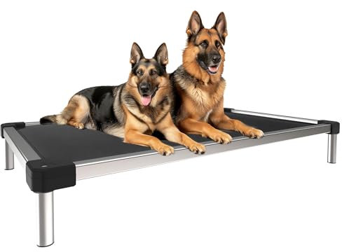 fxw TitanNest Cooling Chew-Proof Elevated Dog Bed, Washable Raised Cot for Outdoor/Camping/Indoor Use, Waterproof & Durable Pet Bed for Large Dogs, 127cm, Black