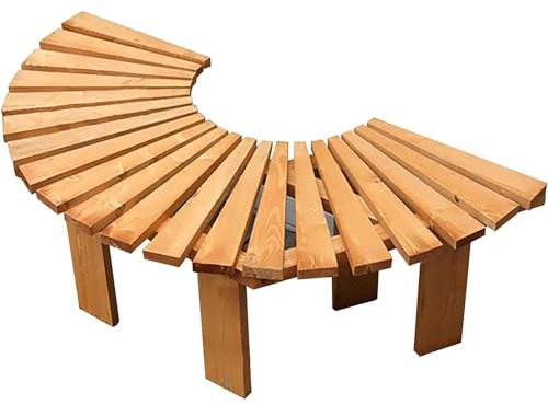 MTNBHH Halbrunde Gartenbank aus Holz, Feuerstelle aus massivem Holz, Gebogene Bank, wetterfeste Außenbänke, for Park, Hof, Terrasse, Deck, Rasen (Color : Yellow)