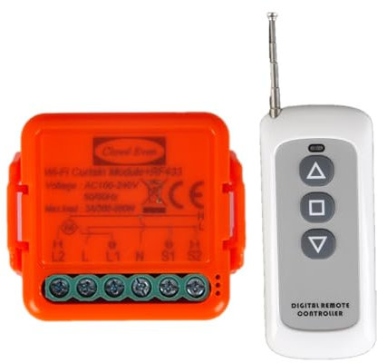 Rf Rollladenschalter + Fernbedienung RF 433 MHz Set, Modul für elektrische Jalousien, Relais Steuerung für Rollläden, Empfänger für Rollläden, Jalousien, Markisen, mit Alexa (1)