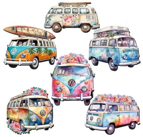 Meecaa Paquete de 6 imanes de arte de diamante para coche, autobús, nevera, kit de arte de diamantes, calcomanías de pintura de diamantes para adultos, decoración del hogar (coche)