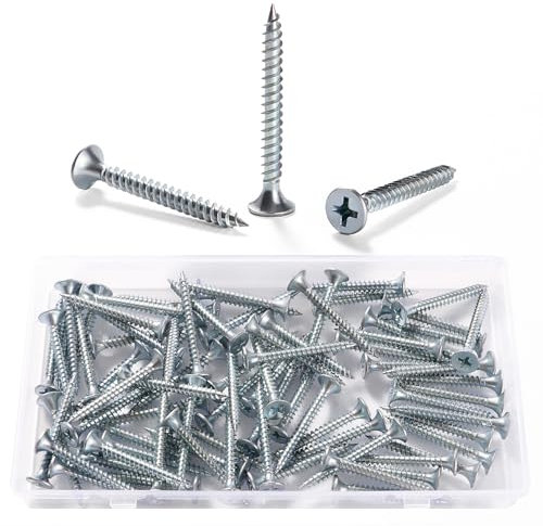 VooGenzek 80 Stücke M3.5 * 35 mm Grobgewinde Trockenbau schrauben, Kreuzschlitz schrauben, Selbstschneidende Holzschrauben, für Trockenbau, Gipskarton, Silber