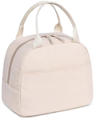 LEDAOU caja de almuerzo aislada mujeres reutilizable bolsa de almuerzo pana almuerzo bolsas a prueba de fugas refrigerador térmico almuerzo caso gran capacidad (beige puro)