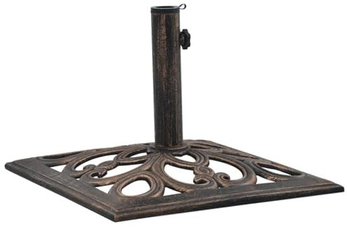 Juroupi Socle de Parasol Bronze 12 kg 49 cm Fonte Pied De Parasol,Pied De Parasol Lourd,Pied De Parasol sur roulettes
