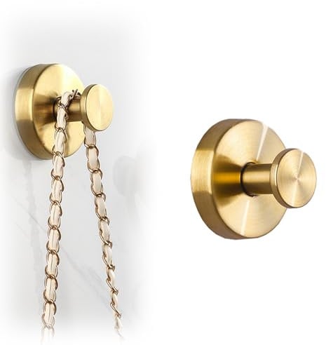 Xikangshun Suction Hooks for Bathroom, Vacuum Suction Cup Hooks Holder 304 Stainless Steel Waterproof Suctions Cup Hook, No Hole Required (Gold, 1)