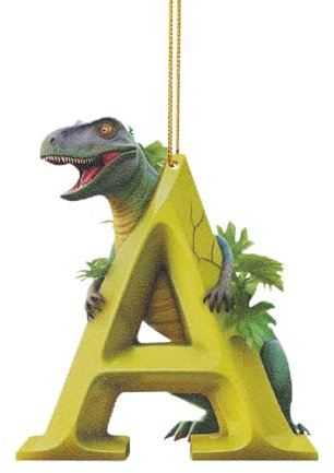 Adornos de bolas de Navidad, 26 letras, colgantes, adornos para árbol de Navidad, decoración navideña, colgantes de dibujos animados para niños, acrílico, figuras de dinosaurio, colgantes, divertidas,