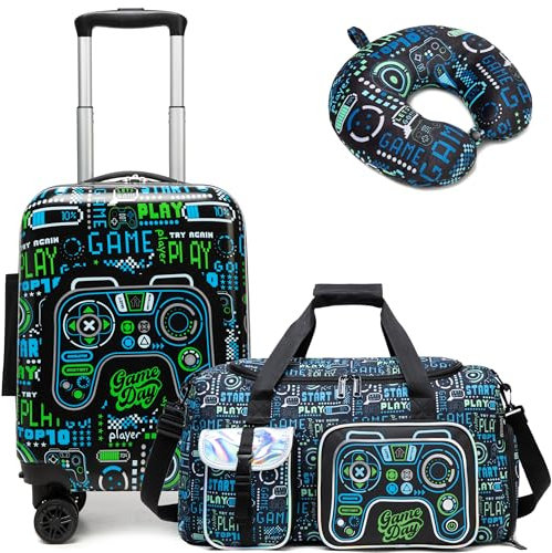 HTgroce Maleta Infantil Niños, Maletas De Viaje Bolsa Fin de Semana con Almohada para Cuello, Etiqueta de Equipaje, Maleta de Cabina