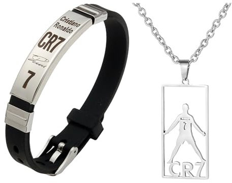 Fußball Kette, Kette, Ketten für Jungen, Fussball Armbands Jungen, Silber Halskette Nummer 7, Fußball Trikot Halskette, Fußballsport Armband, Fußball Halsketten Armband, Geschenke für Fußballfans 