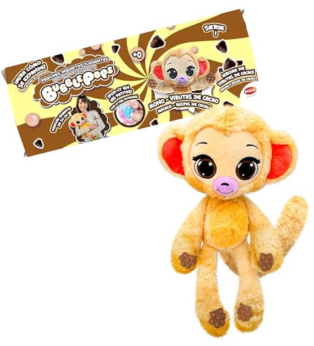Bizak Bubble Pops, Peluches Mágicos Que multiplican su tamaño x5, Proceso emocionante y Olor a Chicle, 12 Diferentes Animales con Aroma y patitas Stem, Mono Virutas de Cacao, (64492004-7)
