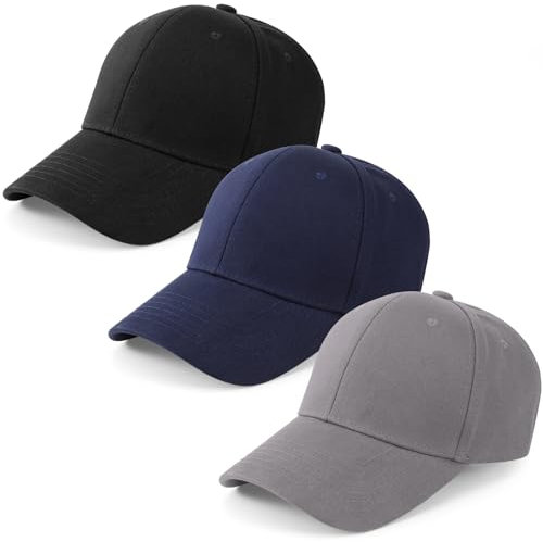 Utensilsto 3 Stück Kappe Herren Damen, 100% Baumwolle Basecap Verstellbar,Einfarbig Baseballkappe Baseball Cap für Herren Damen Männer Unisex Outdoor