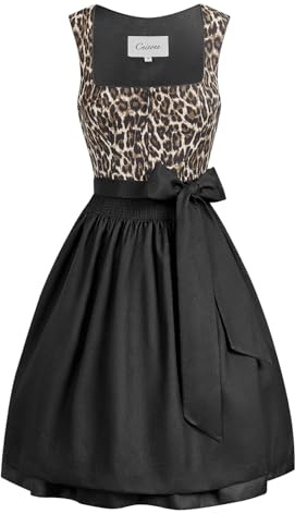 CEIVONE Dirndl für Damen, Dirndl Samt Midi, Damen Outfit Traditionelle Trachten (DE/NL/SE/PL, Numerisch, 40, Regular, Regular, Standard, Leopard)