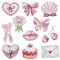 Attuslla 11 PCS Pink Iron on Patches, Pink Theme Embroidered Patches Applique, Bow Shell Cake Flower Patches for Clothes, Dress, Hat, Jeans, DIY Accessories