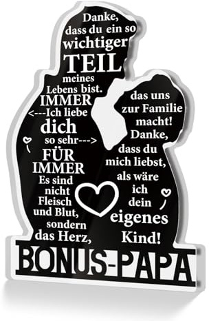 Putuo Decor Acrylschild Bonus-Papa – Geschenk für Stiefvater oder Vaterfigur – Dekoration für Familie, Vatertag oder Geburtstag