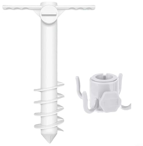 TONIXY Supporto per ombrellone, ancoraggio a sabbia per ombrellone, sistema di ancoraggio portatile a sabbia, con supporto per ombrello, set di ganci per spiaggia, patio, attività all'aperto