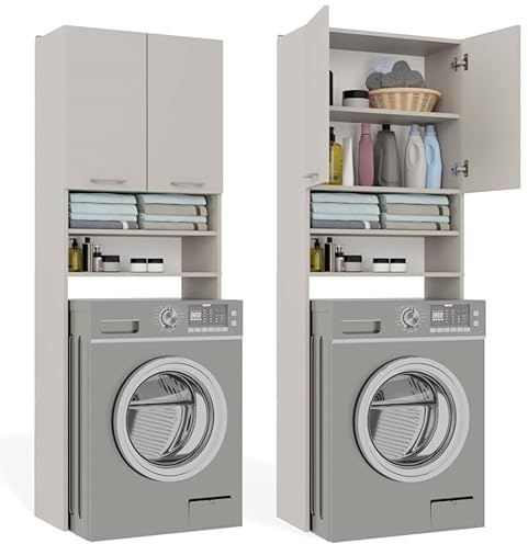 BDW Waschmaschinenschrank 180x64x30 cm, Badezimmer Hochschrank, Badezimmerschrank Hoch, Badezimmer Möbel, Bad Schrank Badezimmerschrank, Badregal, Waschmaschine, (Model 1, Kaschmir)